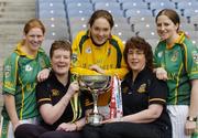 3 May 2006; Meath Ladies footballers left to right, Louise McKeever, Irene Munnelly, and Gillian Bennett, with team manager Geraldine Sheridan, front left and Maire Keane, management, at a photocall in advance of the Suzuki Ladies National Football League Finals. The Division 1 and 2 Finals take place on Saturday May 6th in Parnell Park, Dublin. The Division 1 Final, between Cork and Meath, followed by the Division 2 Final, between Kildare and Laois. The Divison 3 Finals are to be played on Sunday May 7th in Pairc Chiarain, Athlone, Co. Westmeath. The Division 3 Final Clare against Leitrim, and The Division 3B Final between Monaghan and Galway. Croke Park Dublin. Picture credit: David Maher / SPORTSFILE