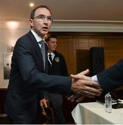 31 May 2014; Republic of Ireland manager Martin O'Neill  during a post match press conference. International Friendly, Republic of Ireland v Italy, Craven Cottage, Fulham, London, England. Picture credit: David Maher / SPORTSFILE