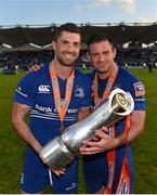 31 May 2014; Leinster's Rob Kearney, left, and Fergus McFadden following their side's victory. Celtic League 2013/14 Grand Final, Leinster v Glasgow Warriors, RDS, Ballsbridge, Dublin. Picture credit: Stephen McCarthy / SPORTSFILE
