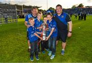 31 May 2014; Leinster head coach Matt O'Connor, senior skills & kicking coach Richie Murphy and family with the trophy. Celtic League 2013/14 Grand Final, Leinster v Glasgow Warriors. RDS, Ballsbridge, Dublin. Picture credit: Stephen McCarthy / SPORTSFILE