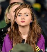 1 June 2014; A Wexford supporter watches her team in action. Leinster GAA Hurling Senior Championship, Quarter-Final, Wexford v Antrim, O'Moore Park, Portlaoise, Co. Laois. Picture credit: Matt Browne / SPORTSFILE