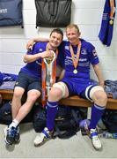 31 May 2014; Leinster players Brian O'Driscoll and Leo Cullen, right, celebrate with the trophy after the game. Celtic League 2013/14 Grand Final, Leinster v Glasgow Warriors, RDS, Ballsbridge, Dublin. Picture credit: Brendan Moran / SPORTSFILE