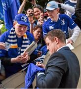 31 May 2014; Leinster's Brian O'Driscoll signs autographs for supporters after the game. Celtic League 2013/14 Grand Final, Leinster v Glasgow Warriors, RDS, Ballsbridge, Dublin. Picture credit: Brendan Moran / SPORTSFILE