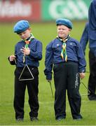 1 June 2014; Two young triangle players from St Michaels Band, Enniskillen, Co Fermanagh, during the half time interval. Ulster GAA Football Senior Championship, Quarter-Final, Fermanagh v Antrim, Brewster Park, Enniskillen, Co. Fermanagh. Picture credit: Oliver McVeigh / SPORTSFILE
