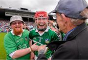 1 June 2014; Seamus Hickey celebrates with Limerick supporters. Munster GAA Hurling Senior Championship, Semi-Final, Tipperary v Limerick, Semple Stadium, Thurles, Co. Tipperary. Picture credit: Ray McManus / SPORTSFILE