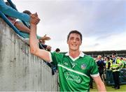 1 June 2014; Gavin O'Mahony celebrates with Limerick supporters. Munster GAA Hurling Senior Championship, Semi-Final, Tipperary v Limerick, Semple Stadium, Thurles, Co. Tipperary. Picture credit: Ray McManus / SPORTSFILE