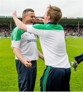 1 June 2014; Limerick manager TJ Ryan and selector Paul Beary celebrate at the final whistle. Munster GAA Hurling Senior Championship, Semi-Final, Tipperary v Limerick, Semple Stadium, Thurles, Co. Tipperary. Picture credit: Diarmuid Greene / SPORTSFILE