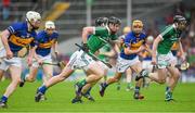 1 June 2014; Kevin Downes, Lmerick, in action against Michael Cahill, left, and Conor O'Mahony, Tipperary. Munster GAA Hurling Senior Championship, Semi-Final, Tipperary v Limerick, Semple Stadium, Thurles, Co. Tipperary. Picture credit: Ray McManus / SPORTSFILE
