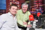 3 June 2014; Newstalk 106-108 fm today revealed that Brian O’Driscoll, Irish rugby hero and international sports star, will join the Off the Ball team.  Brian has signed an exclusive deal with Newstalk and the station is delighted to have him on board for this exciting partnership. The news comes after Brian’s farewell Leinster appearance on Saturday last. In attendance with Brian is presenter Pat Kenny. Newstalk, Digges Lane, Dublin. Picture credit: Brendan Moran / SPORTSFILE