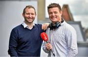 3 June 2014; Newstalk 106-108 fm today revealed that Brian O’Driscoll, Irish rugby hero and international sports star, will join the Off the Ball team.  Brian has signed an exclusive deal with Newstalk and the station is delighted to have him on board for this exciting partnership. The news comes after Brian’s farewell Leinster appearance on Saturday last. In attendance with Brian is Ger Gilroy, Sports Editor, Newstalk 106-108fm. Newstalk, Digges Lane, Dublin. Picture credit: Brendan Moran / SPORTSFILE