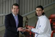 11 May 2006; Jason Gavin of Drogheda United, who was presented with the eircom / Soccer Writers Association of Ireland Player of the Month award for April by Dennis Cousins, eircom. Dublin. Picture credit: Brendan Moran / SPORTSFILE