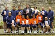 8 May 2006; Twelve first time runners from around the country have been selected to join former Cork GAA star Colin Corkery on this years adidas Dublin Marathon &quot;Virgins&quot; team. The lucky thirteen will be coached by one of Ireland's leading Marathon runners, Letterkenny man Gary Crossan. Pictured at the team launch are, back from left, Declan Doogan, Gary Crossan, Peadar Moran, Colin Corkery, Malachy McNulty, Derek Lawler and Frank Scanlon. Front, from left, Brian Peppard, Aedin Morkan, Claire McManus, Noeleen O'Connor, Jo Corrigan, Edel O'Hagan and Dave Monaghan. Merrion Square, Dublin. Picture credit: Brendan Moran / SPORTSFILE