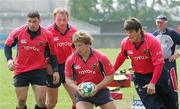 12 May 2006; Jerry Flannery with, from left, Denis Leamy, Mick O'Driscoll and Donncha O'Callaghan in action during Munster squad training ahead of the Heineken Cup Final. Munster Squad Training, Thomond Park, Limerick. Picture credit; Kieran Clancy / SPORTSFILE