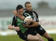 12 May 2006; David Slemen, Connacht, is tackled by Jason Spice, Ospreys. Celtic League, Connacht v Ospreys, Sportsground, Galway. Picture credit: Damien Eagers / SPORTSFILE