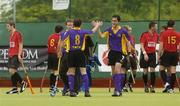 14 May 2006; Simon Kershaw and team-mate Colm Brady, Pembroke Wanderers, celebrate at the end of the game. The Men's 2006 Club Championships, Pembroke Wanderers v Banbridge, National Hockey Stadium, UCD, Belfield, Dublin. Picture credit: Ciara Lyster / SPORTSFILE
