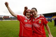 14 May 2006; Cork players Aoife Murray, left, and Una O'Donoghue celebrate victory. Camogie National League Division 1A Final, Cork v Tipperary, Semple Stadium, Thurles, Co. Tipperary. Picture credit; Ray McManus / SPORTSFILE