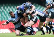 14 May 2006; Jamie Heaslip, Leinster, battles through the tackles of Marc Stcherbina and Nicky Robinson, Cardiff Blues. Celtic League, Cardiff Blues v Leinster, Millennium Stadium, Cardiff, Wales. Picture credit; Tim Parfitt / SPORTSFILE