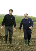 16 May 2006; Nick Faldo with course owner Jim Treacy, right, during the review of the Lough Erne project. The golf resort, designed by Nick Faldo, features a spectactular 18 hole championship golf course. Castle Hume Golf Club, Enniskillen, Co. Fermanagh. Picture credit: Pat Murphy / SPORTSFILE