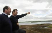 16 May 2006; Nick Faldo with course owner Jim Treacy at the review of the Lough Erne project. The golf resort, designed by Nick Faldo, features a spectactular 18 hole championship golf course. Castle Hume Golf Club, Enniskillen, Co. Fermanagh. Picture credit: Pat Murphy / SPORTSFILE