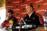 16 May 2006; Declan Kidney, right, Munster head coach, with his captain Anthony Foley, speaking at a Munster Rugby press conference. Musgrave Park, Cork. Picture credit; David Maher / SPORTSFILE