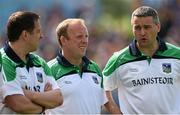 1 June 2014; Limerick selector Mark Lyons, left, selector Davy Clarke, centre, and manager TJ Ryan. Munster GAA Hurling Senior Championship, Semi-Final, Tipperary v Limerick, Semple Stadium, Thurles, Co. Tipperary. Picture credit: Diarmuid Greene / SPORTSFILE