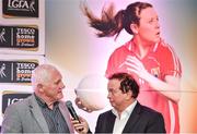 3 June 2014; Cork manager Eamonn Ryan, who won the Manager of the League is interviewed by Marty Morrissey during the 2014 TESCO HomeGrown Ladies National Football Team of the League Presentations. Croke Park, Dublin. Picture credit: Barry Cregg / SPORTSFILE