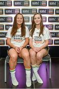 3 June 2014; The Limerick girls who were named in the Division 4 Team of the Year. Marie Curtin, left, and Aoife Meaney during the 2014 TESCO HomeGrown Ladies National Football Team of the League Presentations. Croke Park, Dublin. Picture credit: Barry Cregg / SPORTSFILE
