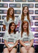 3 June 2014; The Armagh girls who made it into the Division 3 Team of the Year. Back row from left, Caroline O'Hanlon and Katie Daly. Front row from left, Mairéad Tennyson and Caoimhe Morganduring the 2014 TESCO HomeGrown Ladies National Football Team of the League Presentations. Croke Park, Dublin. Picture credit: Barry Cregg / SPORTSFILE