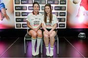 3 June 2014; The Meath girls who made it into the Division 2 Team of the Year. Katie O'Brien, left, and Emma Troy during the 2014 TESCO HomeGrown Ladies National Football Team of the League Presentations. Croke Park, Dublin. Picture credit: Barry Cregg / SPORTSFILE