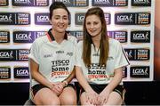 3 June 2014; The Meath girls who made it into the Division 2 Team of the Year. Katie O'Brien, left, and Emma Troy during the 2014 TESCO HomeGrown Ladies National Football Team of the League Presentations. Croke Park, Dublin. Picture credit: Barry Cregg / SPORTSFILE