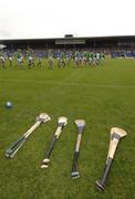 14 May 2006; Replacement hurleys are left on the side of the pitch while the teams march during the pre-match parade. Guinness Munster Senior Hurling Championship Quarter Final, Tipperary v Limerick, Semple Stadium, Thurles, Co. Tipperary. Picture credit; Ray McManus / SPORTSFILE