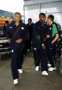 19 May 2006; Steven Reid, left, and Clinton Morrison, Republic of Ireland, on their departure from Dublin Airport for a training session in Portugal. Dublin Airport, Dublin. Picture credit: David Maher / SPORTSFILE