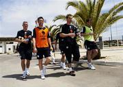 20 May 2006; Republic of Ireland players, left to right, Graham Kavanagh, Robbie Keane, Shay Given and Richard Dunne, after squad training. Municipal stadium, Lagos, Portugal. Picture credit; David Maher / SPORTSFILE