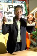 20 May 2006; Pele, the 65-year-old winner of three World Cup winners’ medals as a player, in 1958 – when he was just 17 – 1962 and the great Brazil side of 1970, is photographed in Eason's of O'Connell Street, Dublin where he was signing copies of his recently-published autobiography. Eason's Bookshop, Dublin. Picture credit; David Levingstone / SPORTSFILE
