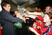 20 May 2006; Munster's Donncha O'Callaghan at Shannon Airport with the Heineken Cup after the Heineken Cup Final in Cardiff. Picture credit; Kieran Clancy / SPORTSFILE