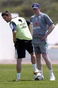 21 May 2006; Republic of Ireland manager Steve Staunton with his captain Robbie Keane, during squad training. Municipal Stadium, Lagos, Portugal. Picture credit; David Maher / SPORTSFILE