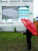 21 May 2006; A Spectator watches replays the big screen after play was suspended due to poor weather conditions. Nissan Irish Open Golf Championship. Carton House Golf Club, Maynooth, Co. Kildare. Picture credit; David Levingstone / SPORTSFILE