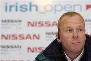 21 May 2006; David Probyn, Tournament Director, at a press conference to announce that play would be suspended until tomorrow. Nissan Irish Open Golf Championship. Carton House Golf Club, Maynooth, Co. Kildare. Picture credit; Brian Lawless / SPORTSFILE