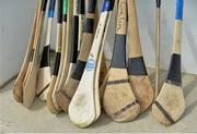 31 May 2014; A general view of hurls in the Kildare dug-out. Christy Ring Cup Semi-Final, Kildare v Meath, St Loman's Park, Trim, Co. Meath. Picture credit: Piaras Ó Mídheach / SPORTSFILE