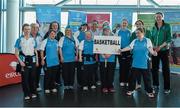 5 June 2014; The Eastern Region Basketball team, from left, Aoife Hillon, Denise O'Leary, Lisa Ritchie, Christina Concannon, Chloe McMullan, Joan McGuire  Michele McGeough, Aisling O'Mahoney, Edel Armstrong, Louise King, and Alisha Power, with Former Dublin footballer Jason Sherlock and Irish rugby players Marie Louise O'Reilly and Fiona Coughlan during the launch of Team Eastern Region for the Special Olympics Ireland Summer Games. Terminal Two, Dublin Airport, Dublin. Picture credit: Brendan Moran / SPORTSFILE