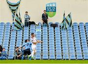 6 June 2014; UCD supporters look on as Colm Horgan, Galway, contests possession with Gareth Matthews, UCD. FAI Ford Cup, 2nd Round, UCD v Galway, UCD Bowl, Belfield, Dublin. Picture credit: Piaras Ó Mídheach / SPORTSFILE