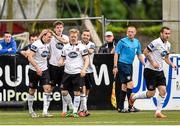 6 June 2014; Daryl Horgan, 3rd from left, Dundalk, celebrates with team-mates after scoring his side's second goal. FAI Ford Cup, 2nd Round, Dundalk v Sligo Rovers, Oriel Park, Dundalk, Co. Louth. Photo by Sportsfile