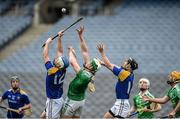 7 June 2014; John Paul McGarry, Fermanagh, in action against Longford's Kevin Connelly, left, and Cathal Mullane. Lory Meagher Cup Final, Longford v Fermanagh, Croke Park, Dublin. Picture credit: Matt Browne / SPORTSFILE