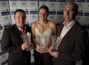 20 May 2006; Cork's Mark Scannell, left, who was presented with the Women's Super League Coach of the year award, Michelle Fahy who was presented with the Female Super League player of the year award, and Francis O'Sullivan who was presented with the Men's Underage Coach of the Year award, right, all Glanmire Vienna Woods, Cork. Basketball Ireland Awards, Conrad Hotel, Dublin. Picture credit; Pat Murphy / SPORTSFILE