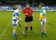 21 May 2006; Referee Fergus Smith tosses the coin between team captains, Patrick Mullaney, Laois, left, and Brendan Murphy, Offaly. Guinness Leinster Senior Hurling Championship, Quarter-final, Laois v Offaly, O'Moore Park, Portlaoise, Co. Laois. Picture credit; Brendan Moran / SPORTSFILE