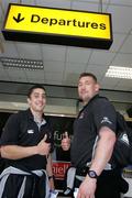 25 May 2006; Ulster Rugby players Kieran Campbell and Justin Fitzpatrick before leaving Belfast International airport on route to Swansea for their crunch Celtic league clash with Ospreyst. Picture credit; Oliver McVeigh / SPORTSFILE