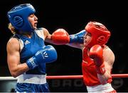 7 June 2014; Katie Taylor, Ireland, exchanges punches with Estelle Mossley, France, left, during their 60kg Final bout. 2014 European Women’s Boxing Championships Finals, Polivalenta Hall, Bucharest, Romania. Picture credit: Pat Murphy / SPORTSFILE