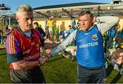 7 June 2014; Wexford manager Aidan O'Brien shakes hands with Longford manager Jack Sheedy after the final whistle. Leinster GAA Football Senior Championship, Quarter-Final, Longford v Wexford, Glennon Brothers Pearse Park, Longford. Picture credit: Oliver McVeigh / SPORTSFILE