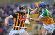 7 June 2014; Walter Walsh, Kilkenny, holds off the challenge of Cathal Parlon, Offaly. Leinster GAA Hurling Senior Championship, Quarter-Final, Kilkenny v Offaly, Nowlan Park, Kilkenny. Picture credit; Ashleigh Fox / SPORTSFILE