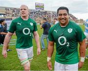 7 June 2014; Paul O'Connell, left, and Rodney Ah You, Ireland, following their victory. Summer Tour 2014, First Test, Argentina v Ireland. Estadio Centenario, Resistencia, Chaco, Argentina. Picture credit: Stephen McCarthy / SPORTSFILE
